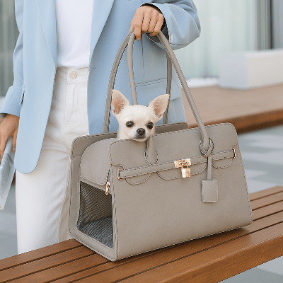 sac de transport pour chien - gris clair - idĂ©al pour petit chien - Chic Voyagerâą