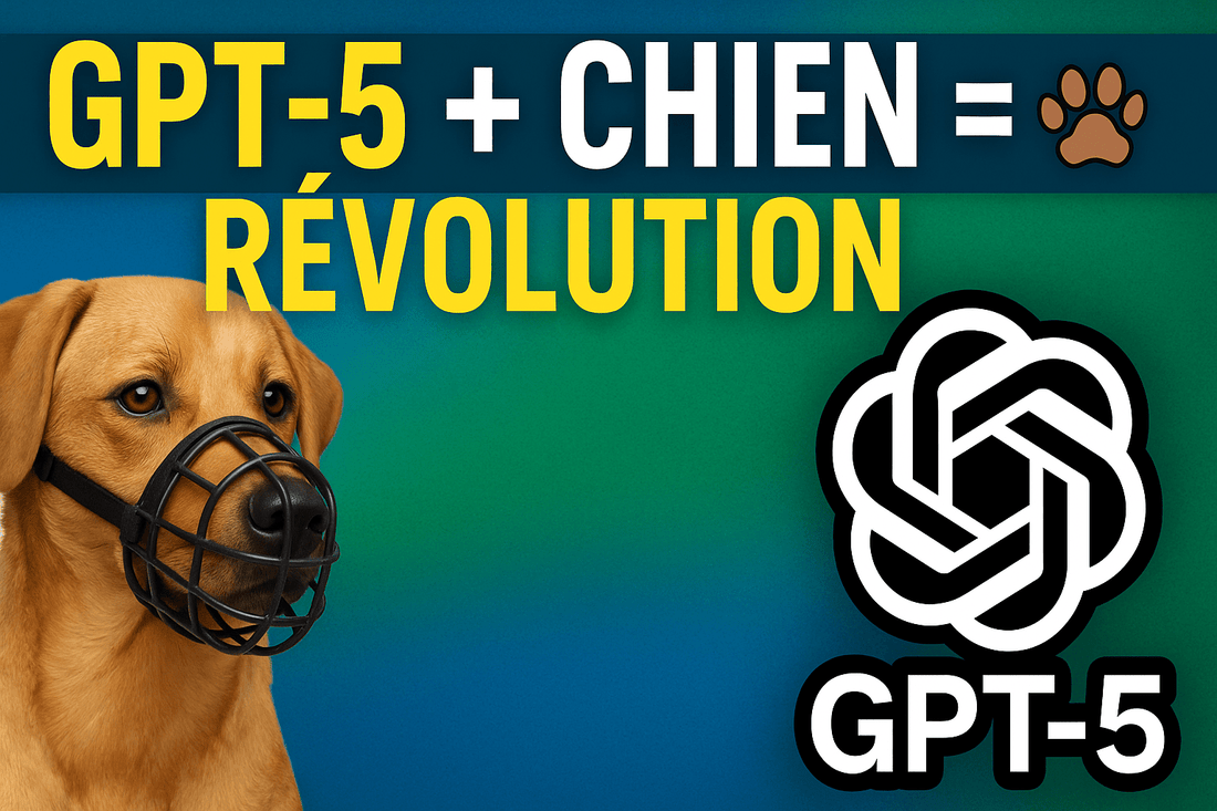 chien avec accessoire devant ordinateur intelligence artificielle