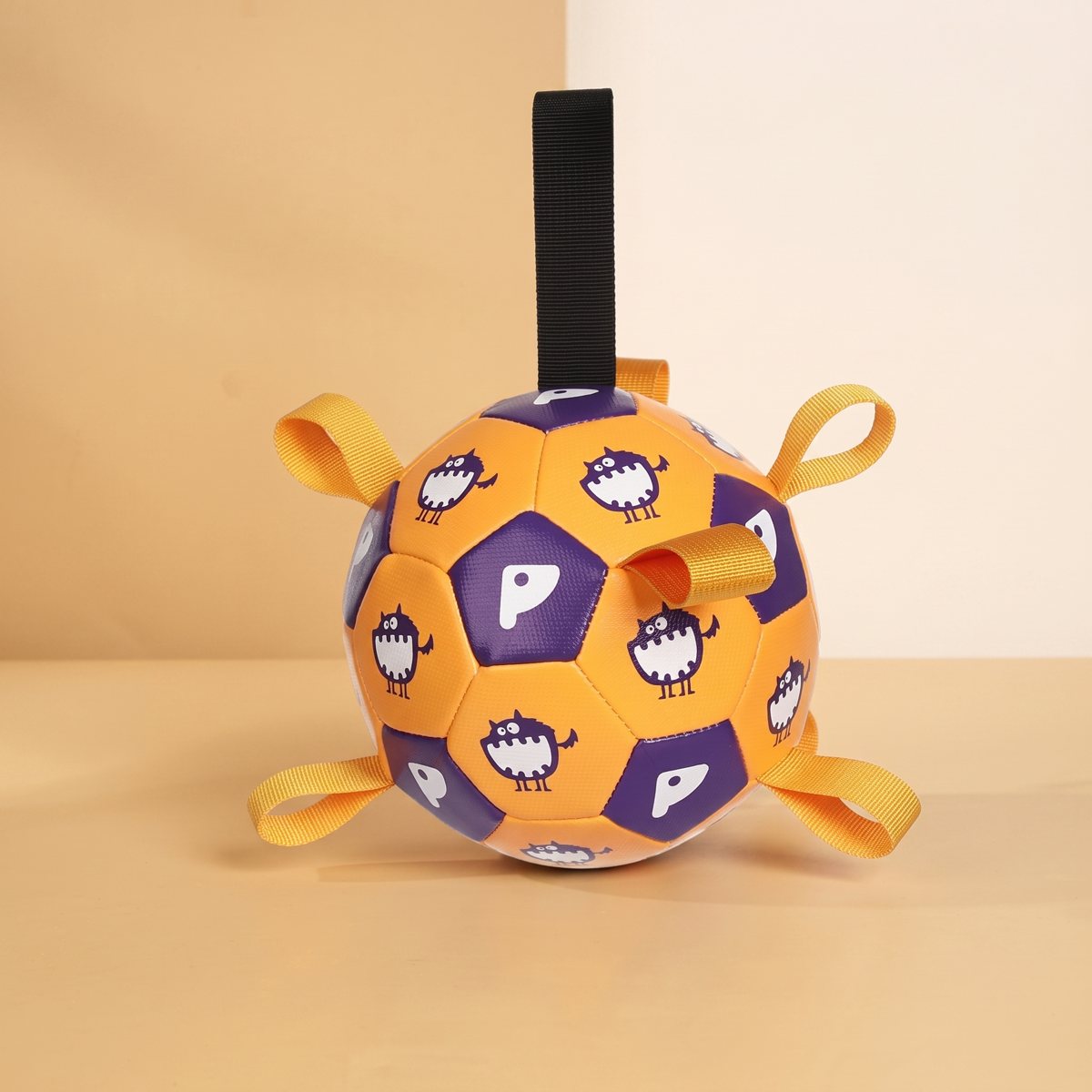 Balle pour chien Dinosaure violet et orange - corgi et shiba inu ensemble dans un parc