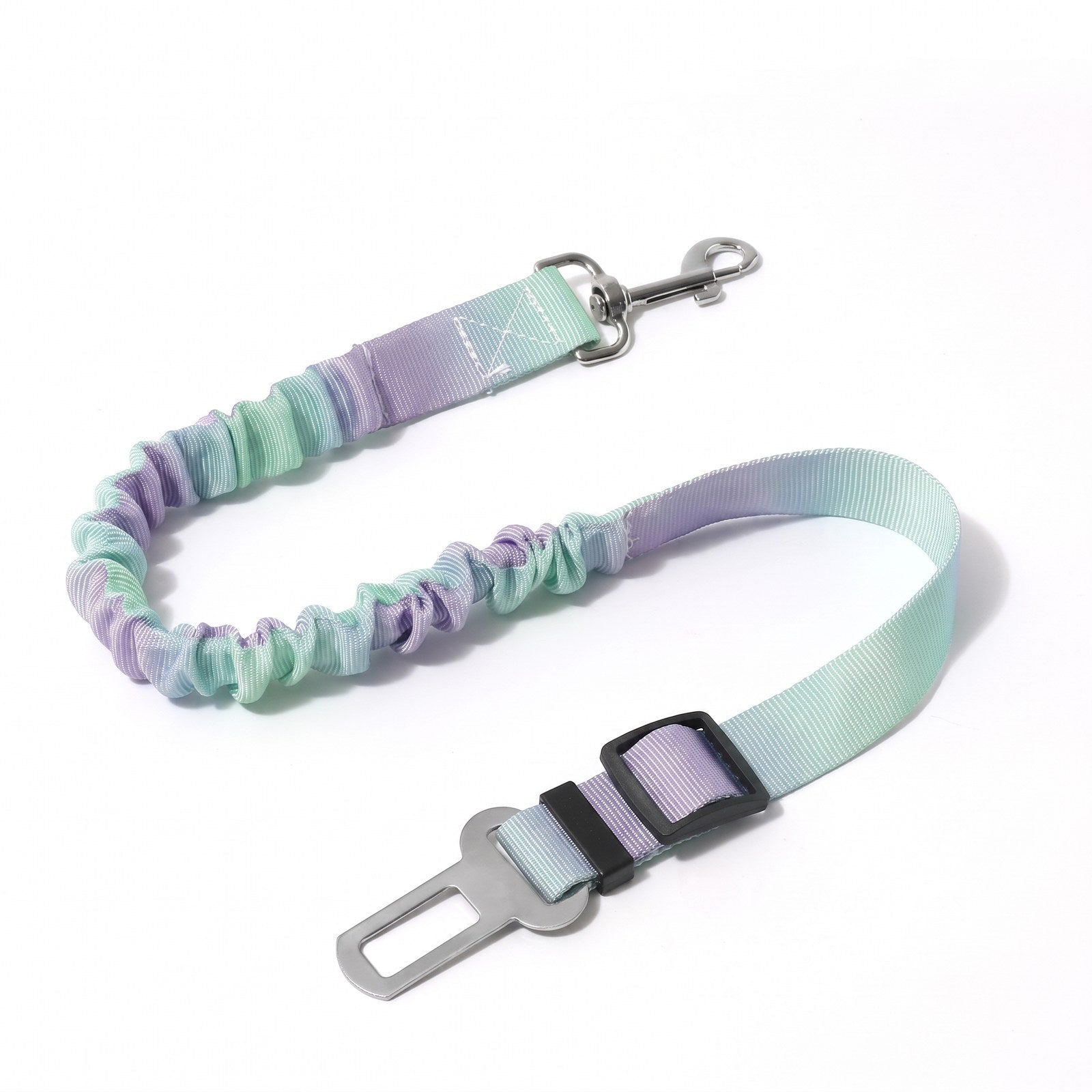 Ceinture de sécurité voiture pour chien SafeRide vert-violet - photo produit fond blanc