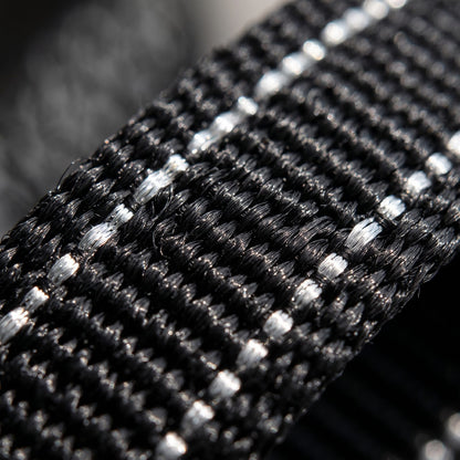 Macro alternative sur la texture en nylon réfléchissant de la sangle du collier de la clôture anti-fugue sans fil chien
