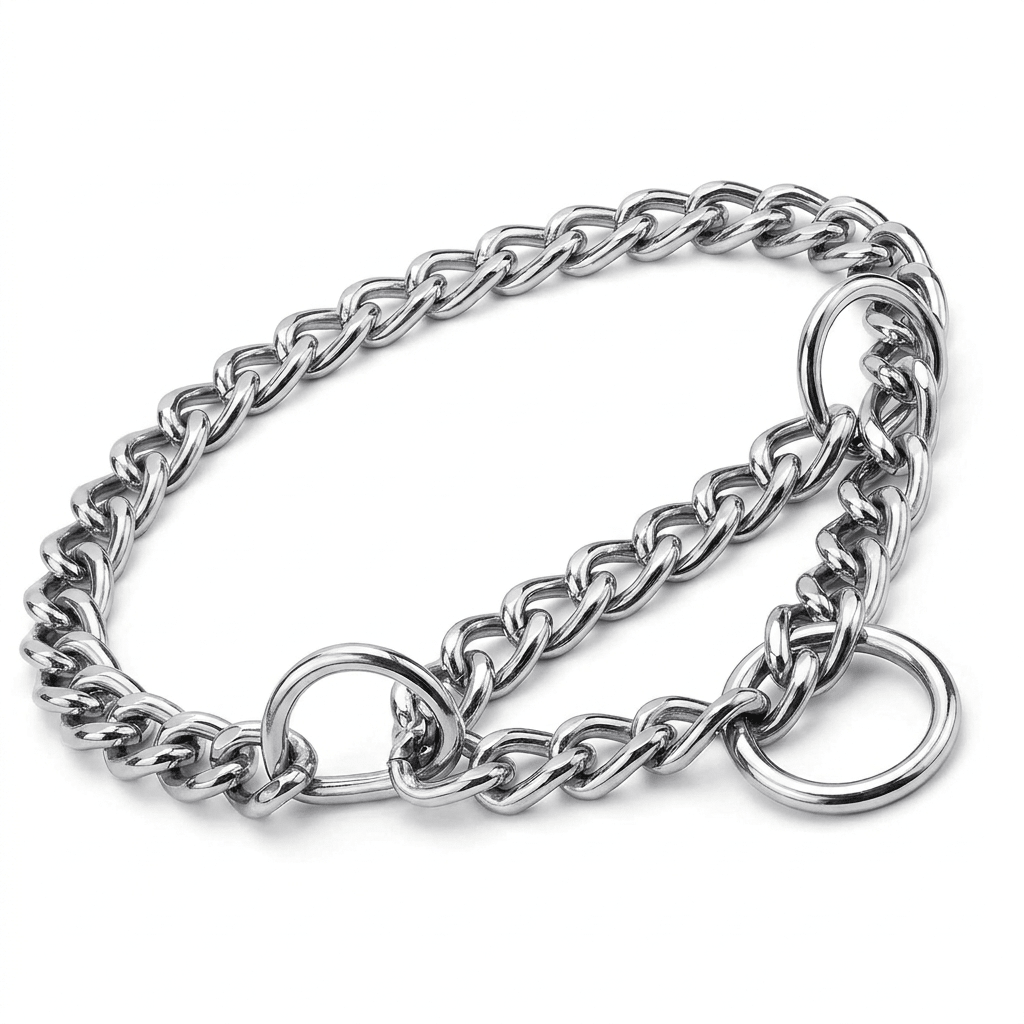 collier chaine chien argent produit seul vue trois quarts anneau martingale