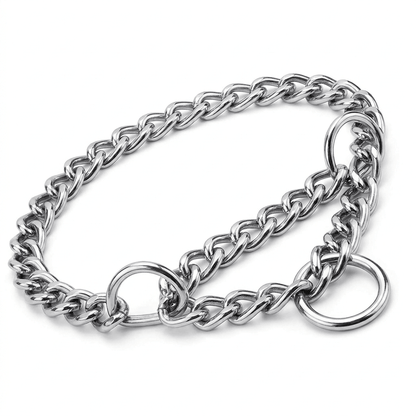 collier chaine chien argent produit seul vue trois quarts anneau martingale