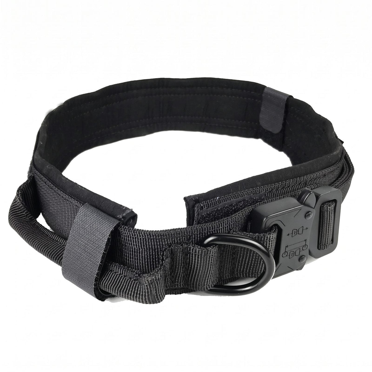 gros plan poignée rembourrée du collier chien noir ControlMax