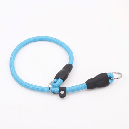 collier chien en corde d'escalade bleu produit seul sur fond blanc
