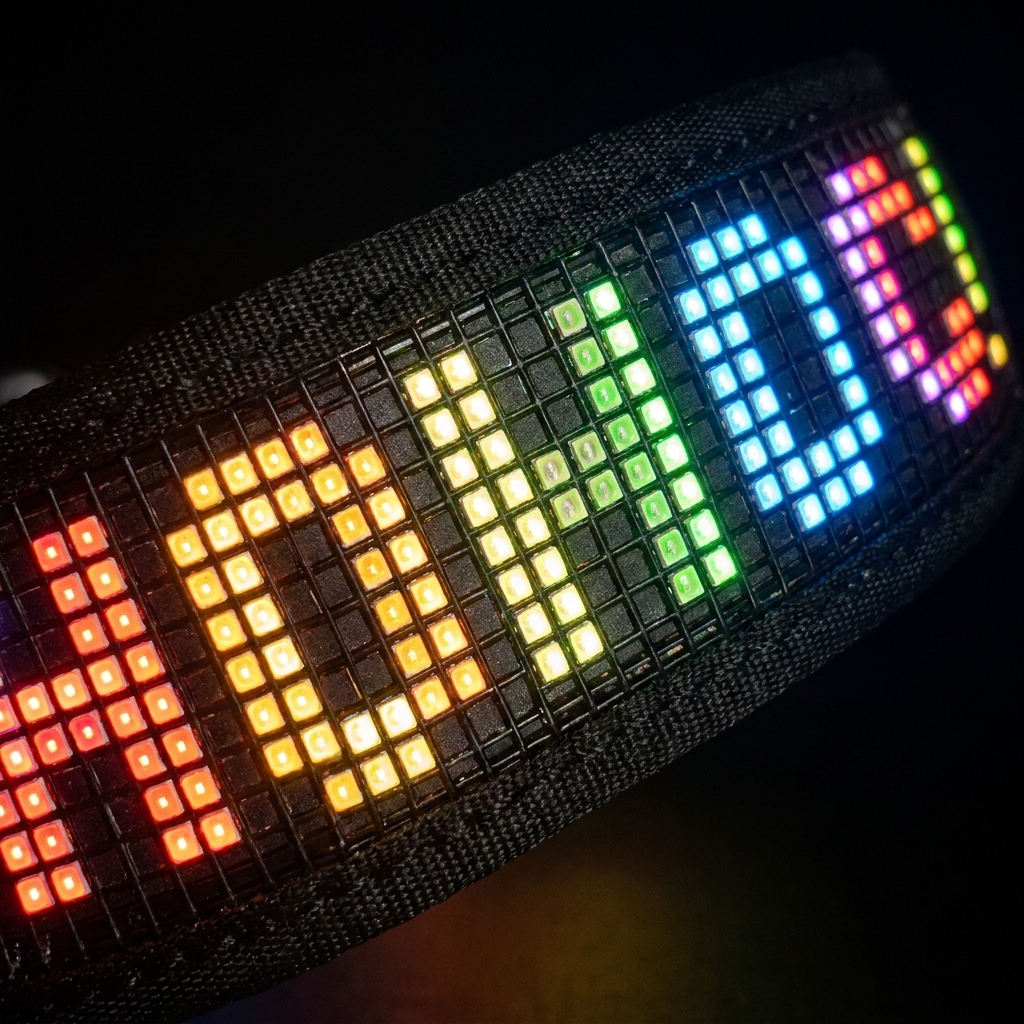collier chien ecran led personnalisable gros plan ecran led allume la nuit