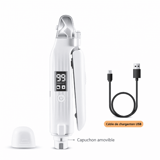 Lime électrique pour chien avec plusieurs embouts de polissage et éclairage LED