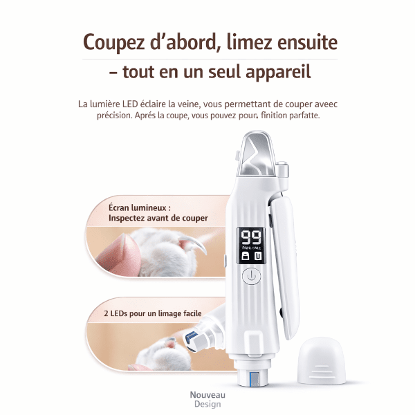 Coupe-griffes pour chien avec lumière LED éclairant la veine pour une coupe précise et sans blessure