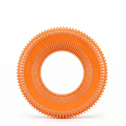 Frisbee anneau pour chien résistant orange, packshot produit sur fond blanc