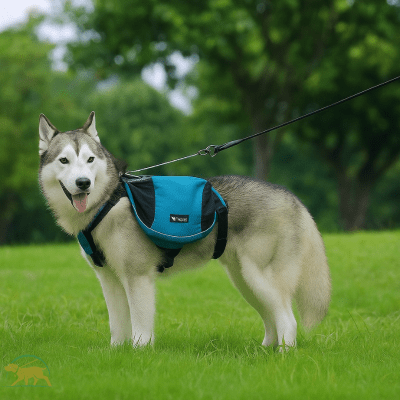 harnais chien bleu turquoise pour husky en balade DogTask