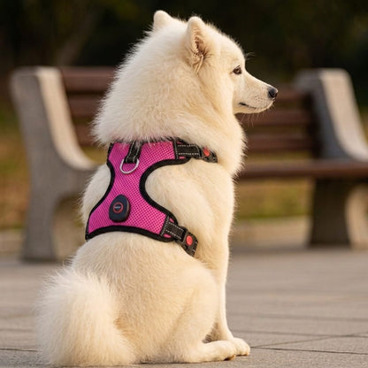 Gros plan sur le mousqueton d'attache du harnais chien lumineux NightPup vert