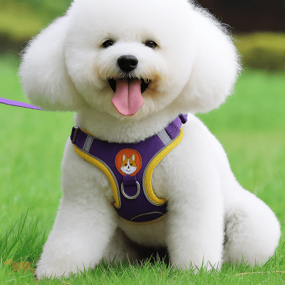 Harnais petit chien violet et jaune ergonomique avec boucle solide et tissu respirant - ToudouxFlex