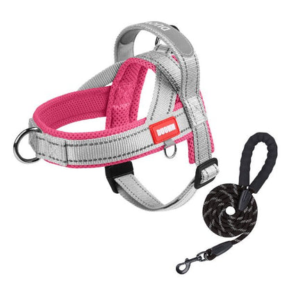 harnais chien gris rose ajustable respirant pour petit et moyen chien