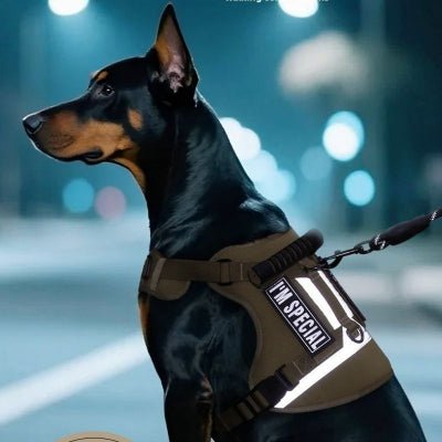 harnais pour chien TactiGuard nocturne avec bandes réfléchissantes pour promenade sécurisée