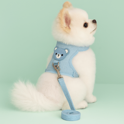 Harnais pour petit chien bleu pastel, confortable et ajusté au torse – DoudouPace™