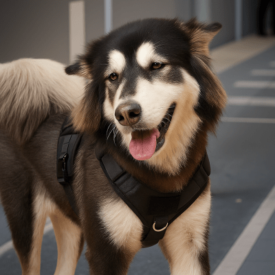 harnais tactique chien noir ajuste pour chien de grande taille avec attache frontale robuste CanisForce