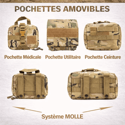Harnais tactique pour chien avec pochettes amovibles MOLLE, kit harnais militaire pour chien avec pochette médicale, utilitaire et ceinture