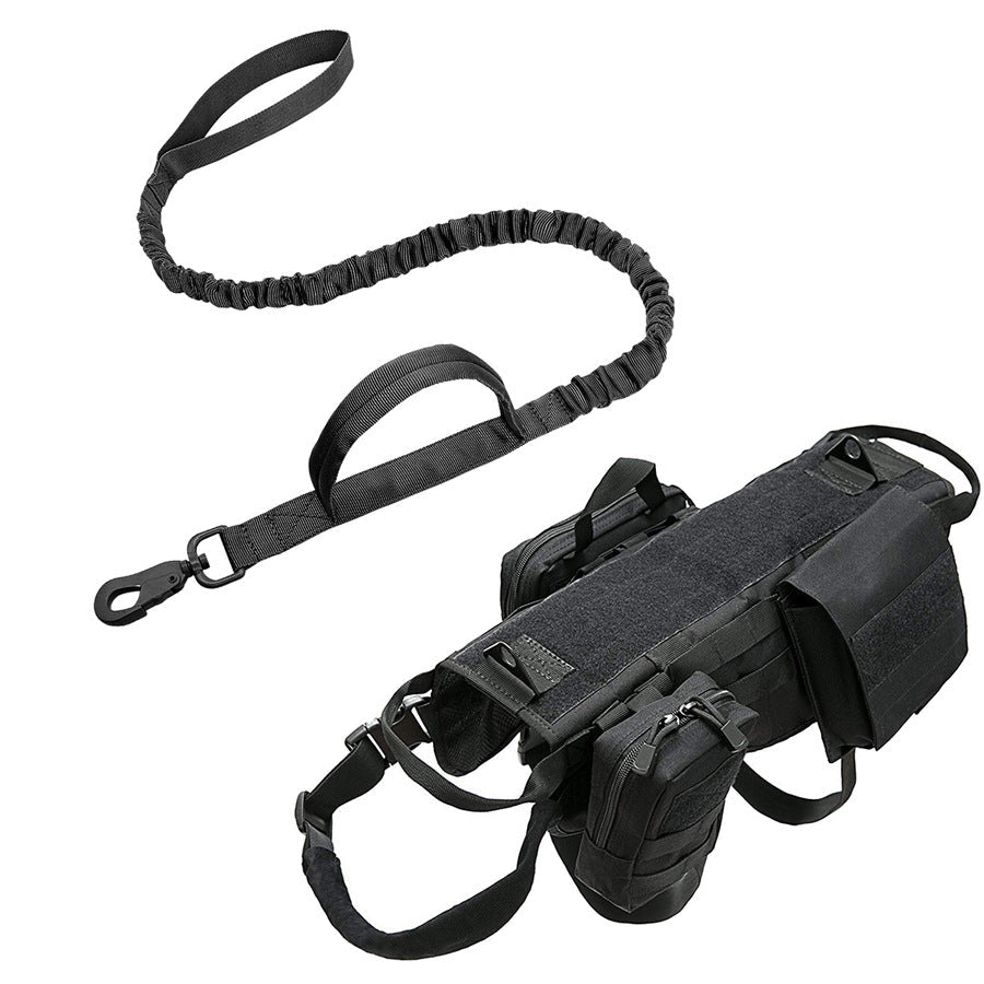 harnais tactique chien canisforce noir avec laisse robuste pour gros chien