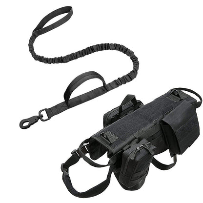 harnais tactique chien canisforce noir avec laisse robuste pour gros chien
