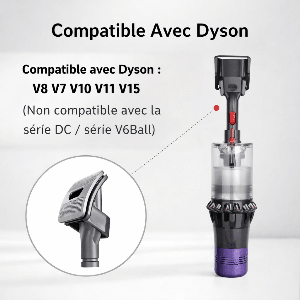 Brosse aspirante pour animaux compatible avec aspirateurs Dyson V7 V8 V10 V11 V15, non compatible série DC et V6