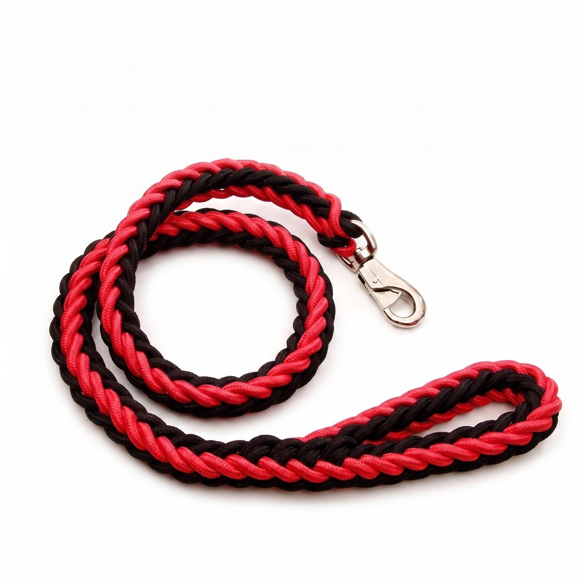 Laisse chien corde tressée 8 brins - coloris Rouge Noir, photo produit