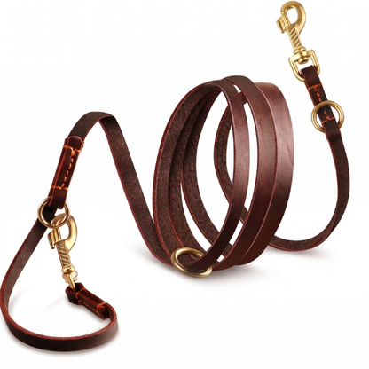 Laisse chien cuir veritable reglable FlexRange - photo produit 1
