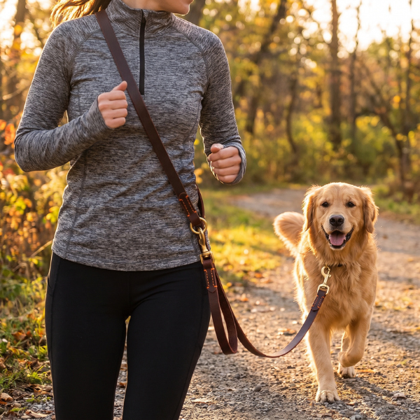 Laisse chien cuir veritable reglable FlexRange - photo produit 4