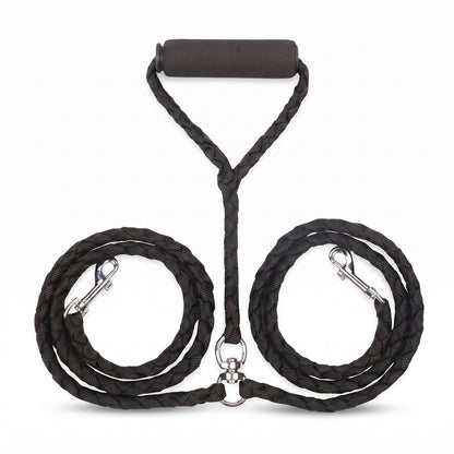 Laisse double pour 2 chiens DuoWalk noir - photo produit fond blanc
