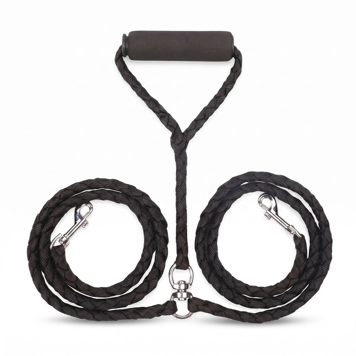 Laisse double pour 2 chiens DuoWalk noir - photo produit fond blanc
