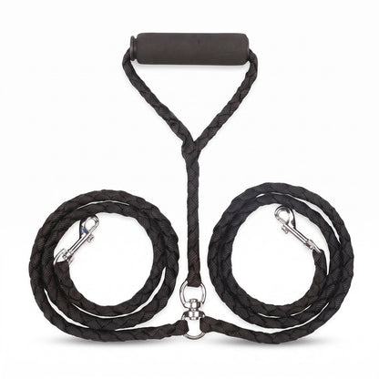 Laisse double pour 2 chiens DuoWalk noir - photo produit fond blanc