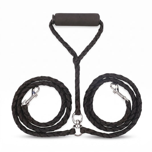 Laisse double pour 2 chiens DuoWalk noir - photo produit fond blanc