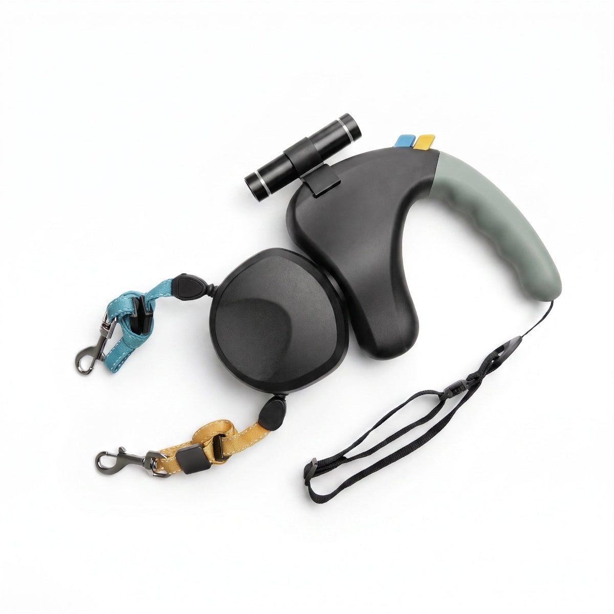 Laisse double rétractable pour chien DuoControl, packshot studio sur fond blanc