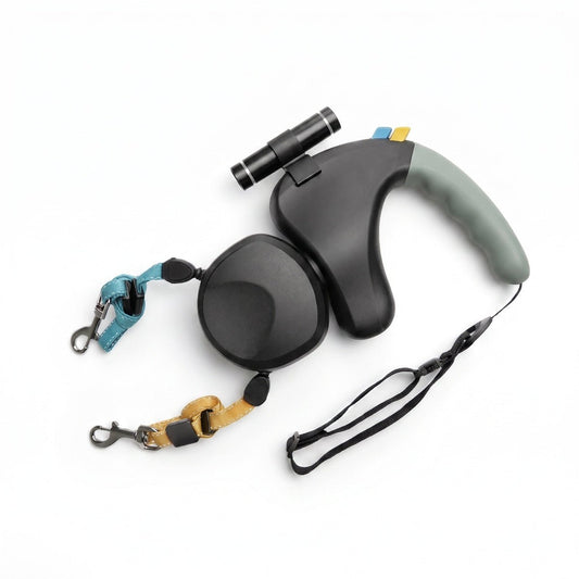 Laisse double rétractable pour chien DuoControl, packshot studio sur fond blanc