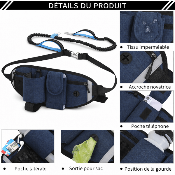 Utilisation quotidienne de la laisse chien main libre en ville permettant de garder les mains libres pendant la promenade