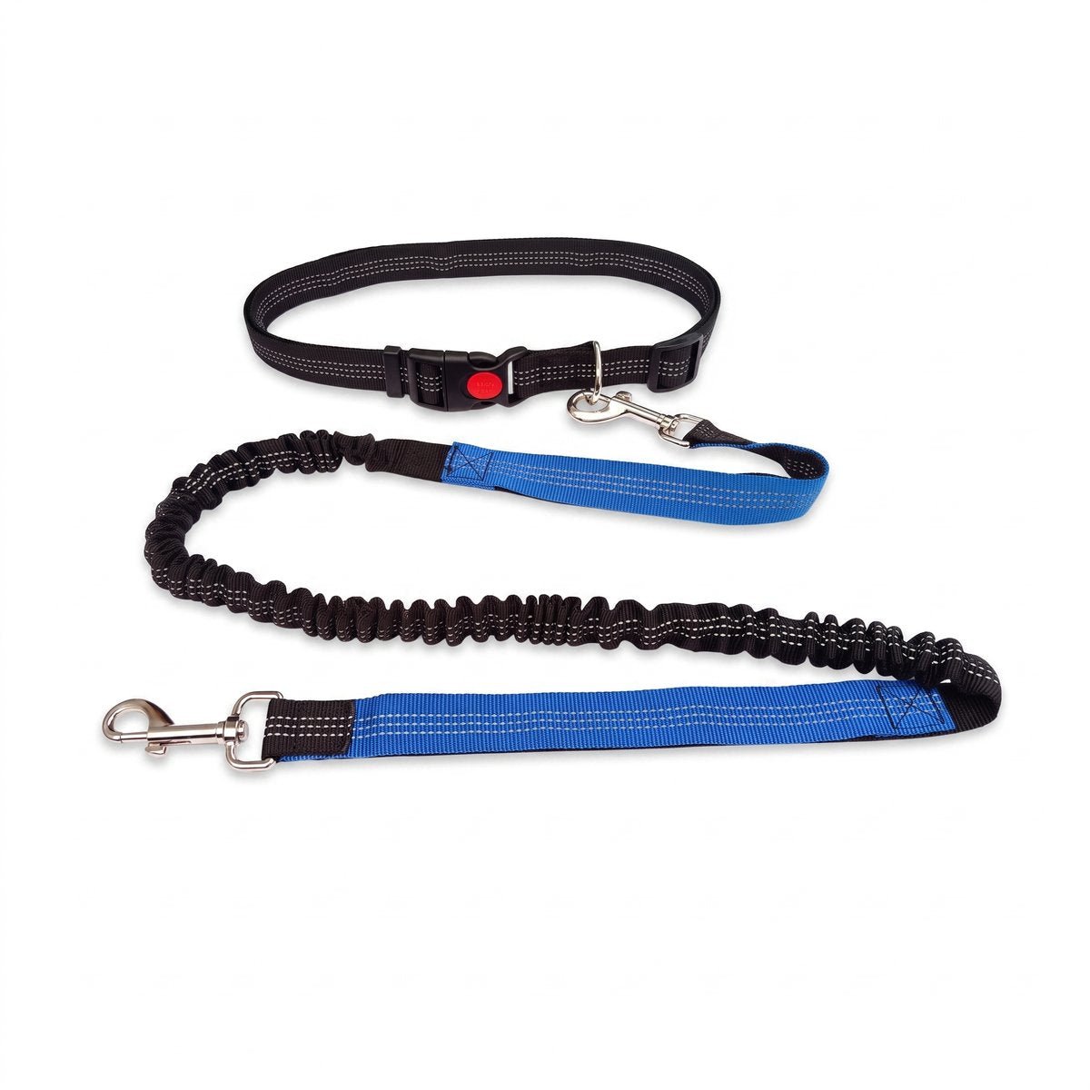 Ceinture de jogging mains libres avec laisse élastique, coloris bleu, vue produit
