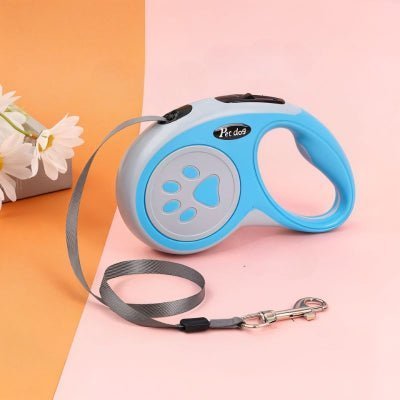 laisse enrouleur chien bleu, vue produit studio, poignée ergonomique antidérapante - Petdog™ - Chien store