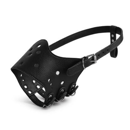 museliere chien en cuir veritable noir packshot produit seul