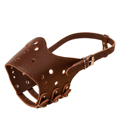 museliere chien en cuir veritable marron packshot produit seul