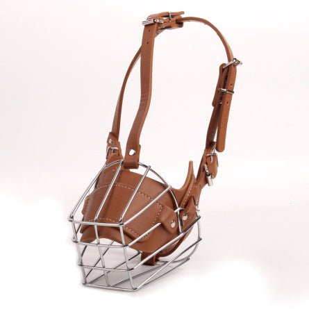 museliere chien musoguard marron clair fer forge cuir packshot produit seul