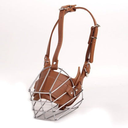 museliere chien musoguard marron clair fer forge cuir packshot produit seul