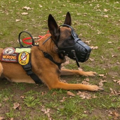 Muselière chien de travail avec harnais de service MuzoSteel