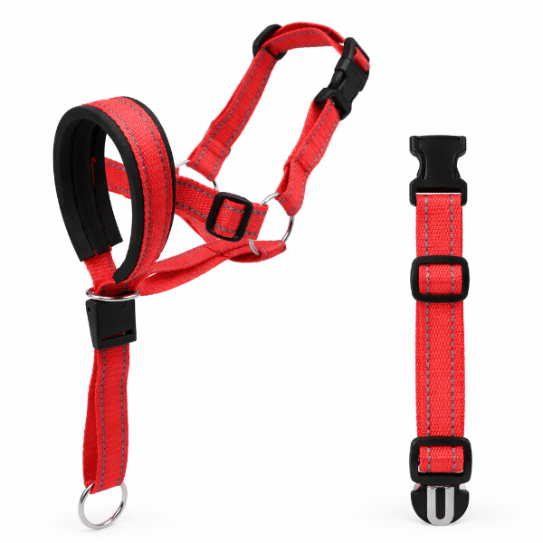 museliere chien SnoutEase rouge reglable en nylon renforce avec boucle securite et rembourrage museau