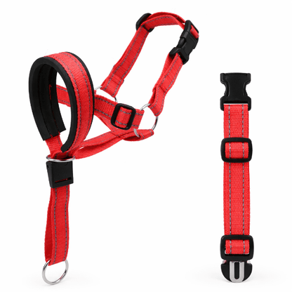 museliere chien SnoutEase rouge reglable en nylon renforce avec boucle securite et rembourrage museau