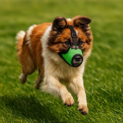 Muselière petit chien verte adaptée à la course et aux activités dynamiques