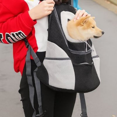 Sac a dos chien noir avec vue latérale sur un Shiba – BuddyGo