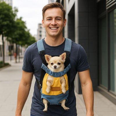 sac a dos chien jaune petit chihuahua balade urbaine confort securite explorerpro