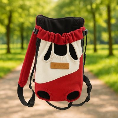 sac a dos chien ventral rouge et blanc pour balade en plein air avec confort ExplorerPro