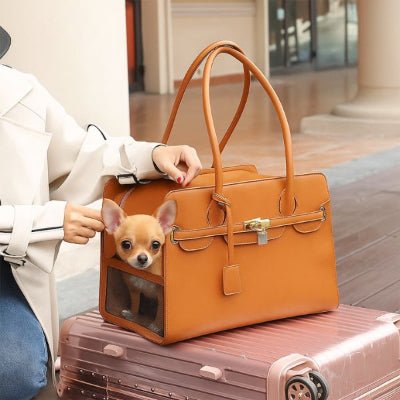 sac de transport pour chien marron avec chihuahua en sortie Chic Voyager™