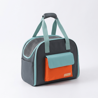sac de transport pour chien convertible en tente FluffyBaby coloris gris presentation produit sur fond blanc