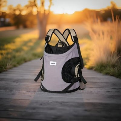 sac de transport pour chien packshot gris lavande passerelle coucher de soleil Hidream™